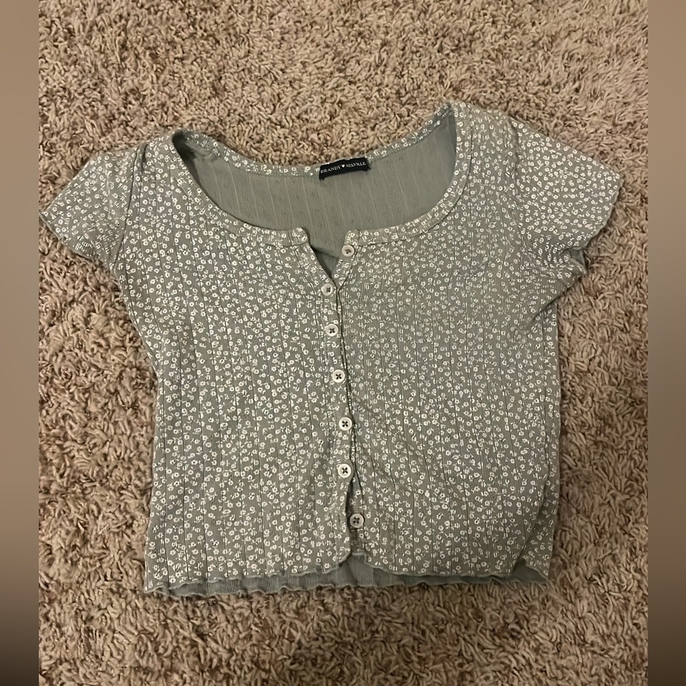 RARE green floral zelly top brandy melville